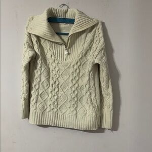 Cream Cowl Neck Cable Knit Sweater